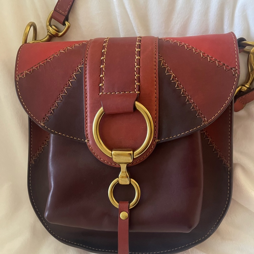 Elegant Frye Two-Tone Leather Shoulder Bag